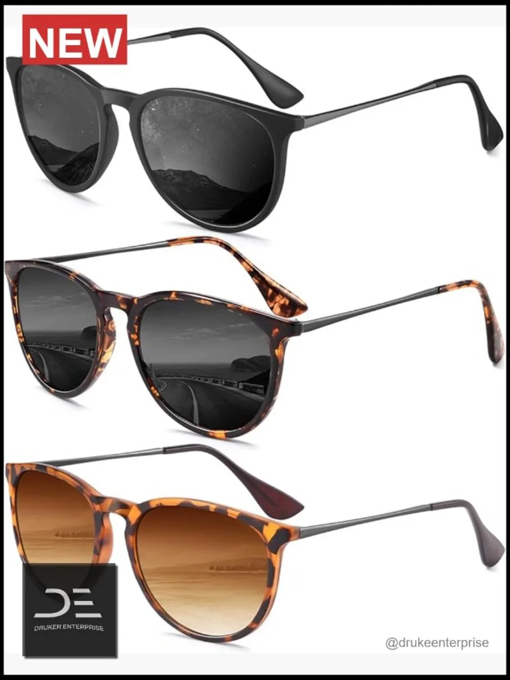 Polarized Retro Round Sunglasses 3 Pack UV400 Protection Trendy